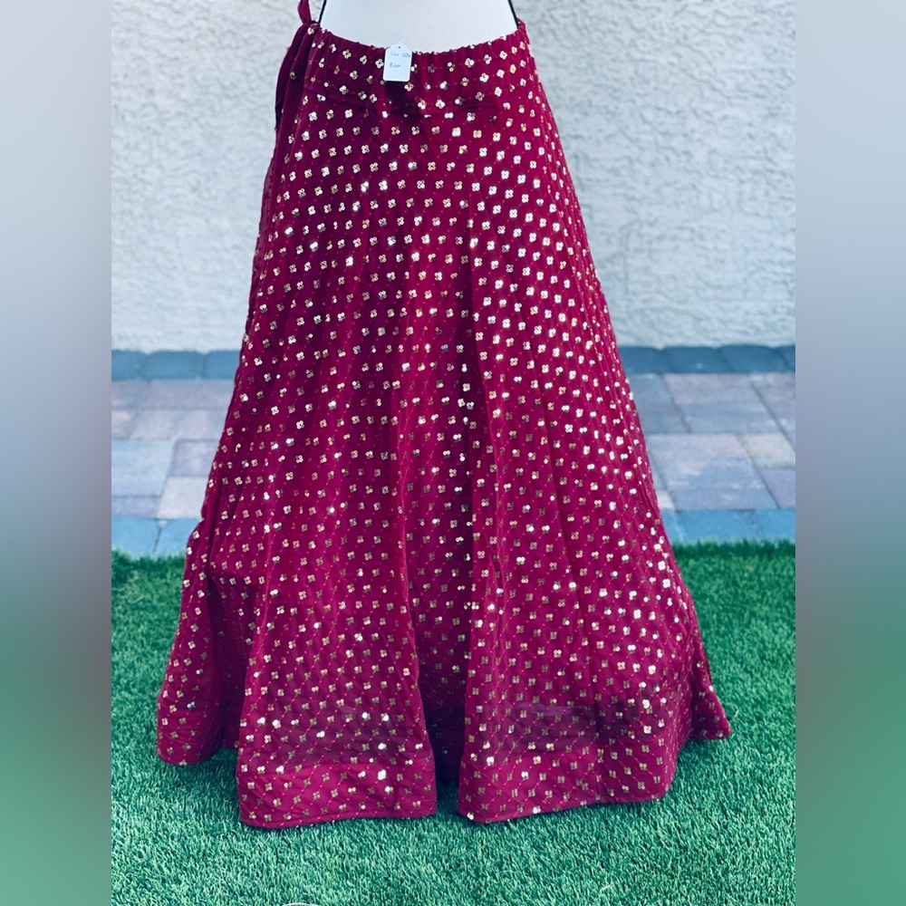 Maroon sequin skirt
